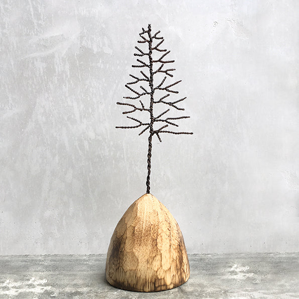 East of India Wire Winter Tree on Wooden Base