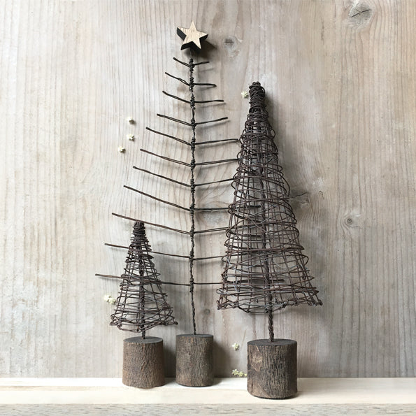 East of India Rusty Wire Cone Christmas Tree - Small