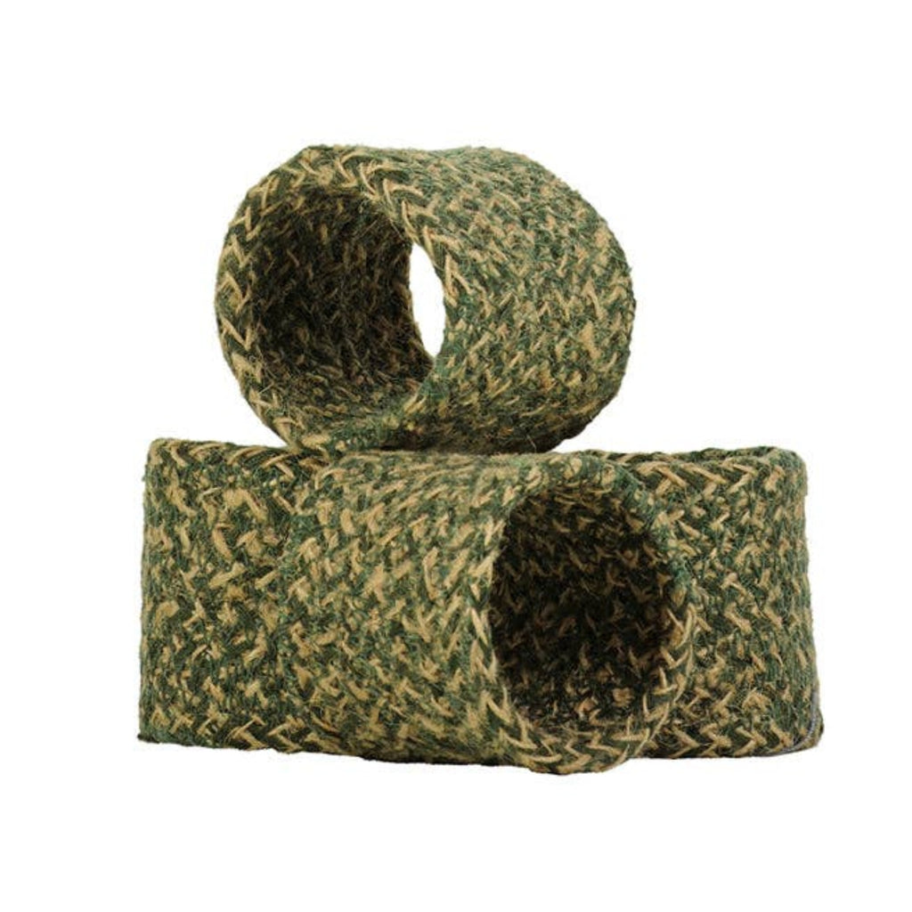 Jute Napkin Rings - Olive & Natural, Set of 4