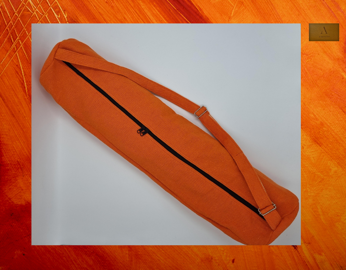 Cotton Linen Yoga Mat Bag - Orange