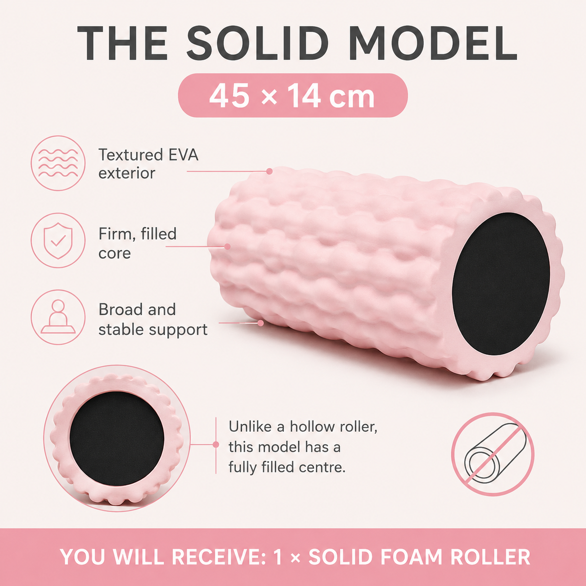 Wave-Textured Foam Roller - 45cm