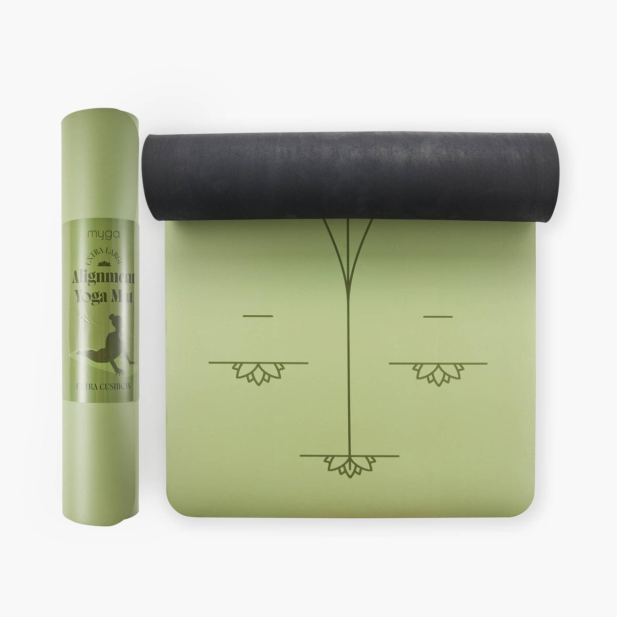 Myga Extra Large Alignment Yoga Mat - Moss