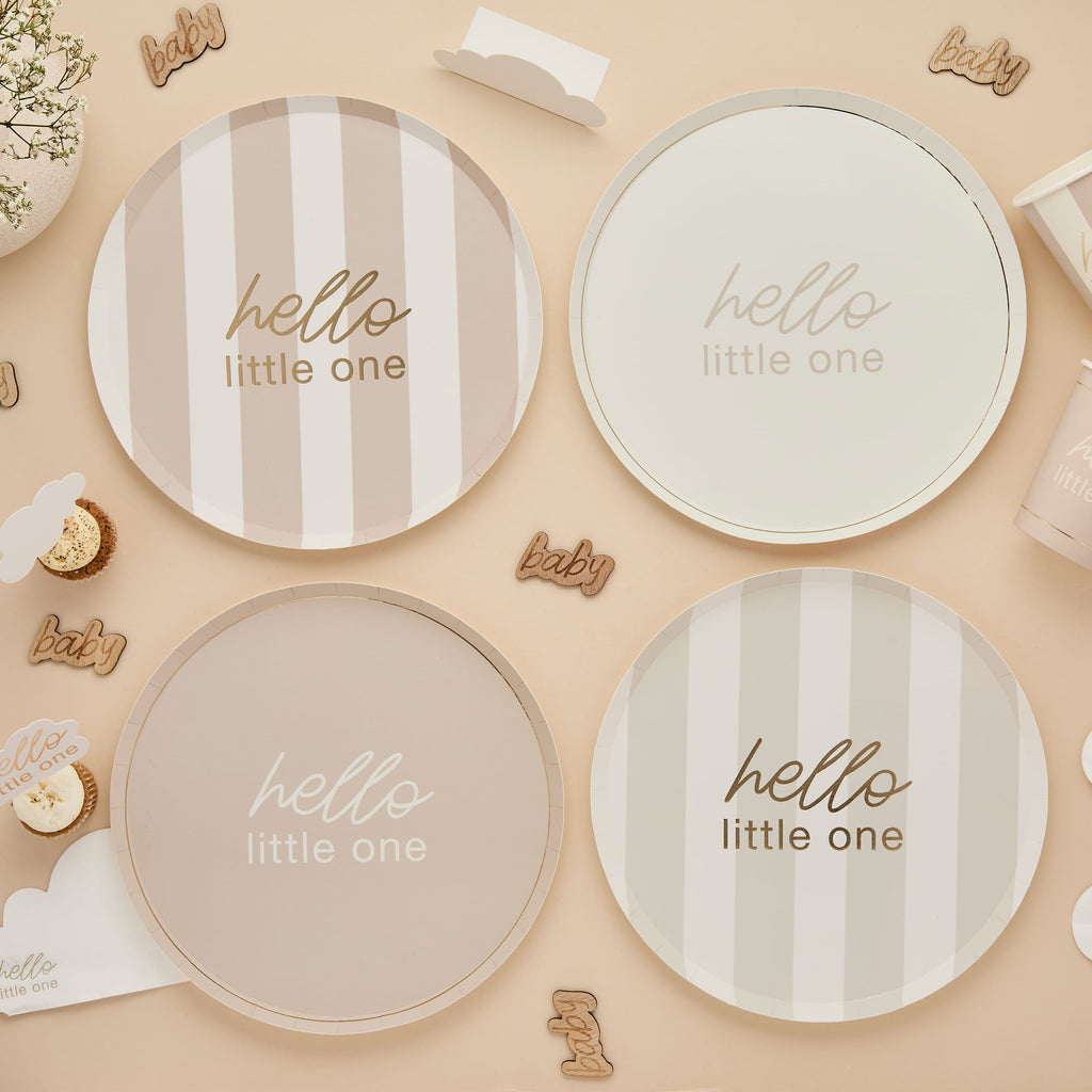 8 Pack Neutral Baby Shower Paper Plates | Baby Shower Supplies UK Tableware Neutral Baby Shower Paper Plates x 8