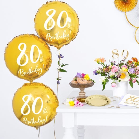 Balloons 80th Birthday Gold Foil Balloon