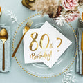 80th Birthday Party Gold & White Paper Napkins Party Supplies 80th Birthday Gold & White Party Napkins x 20
