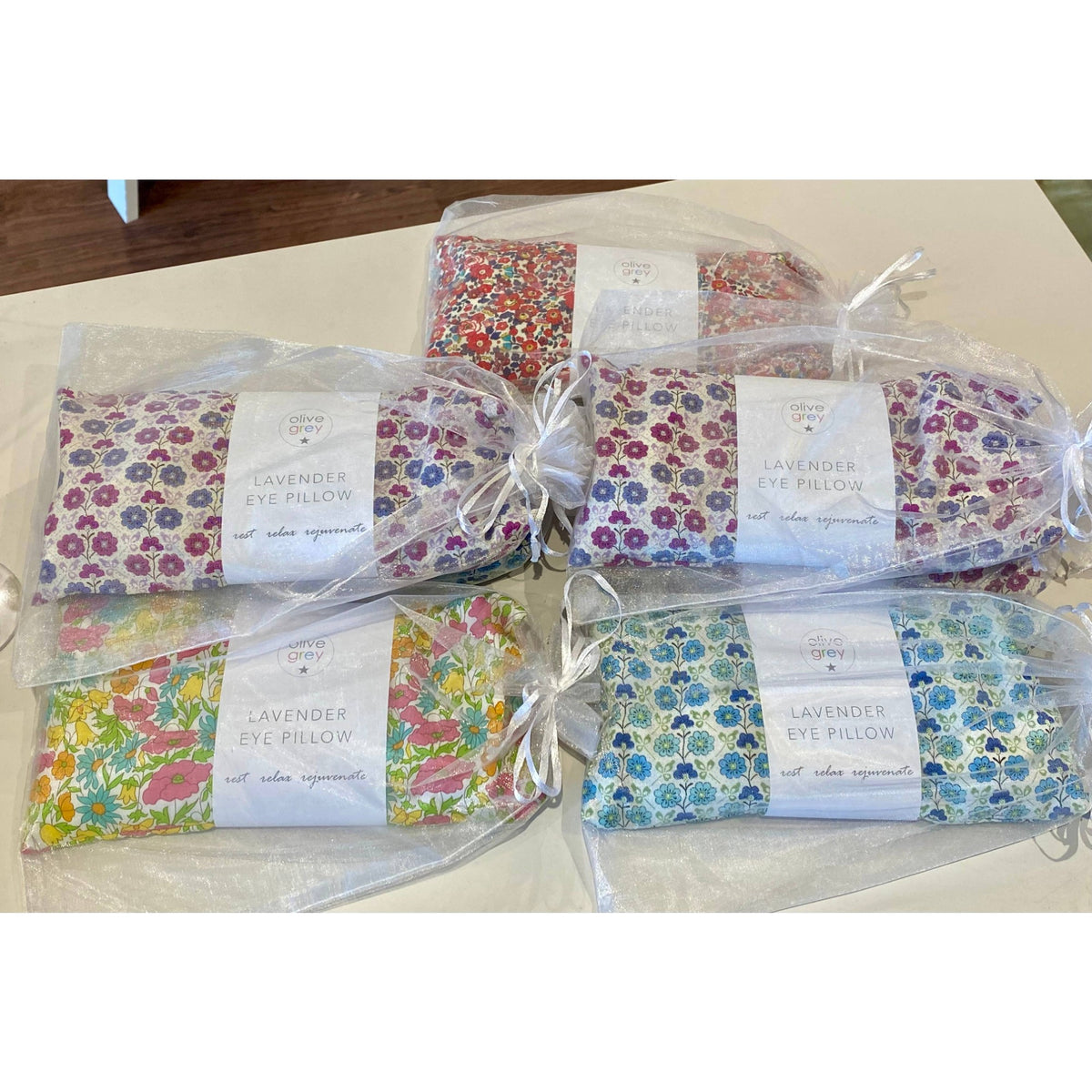 Liberty Print Lavender Eye Pillow - Green Woodland Floral