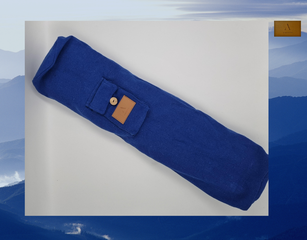 Cotton Linen Yoga Mat Bag - Royal Blue