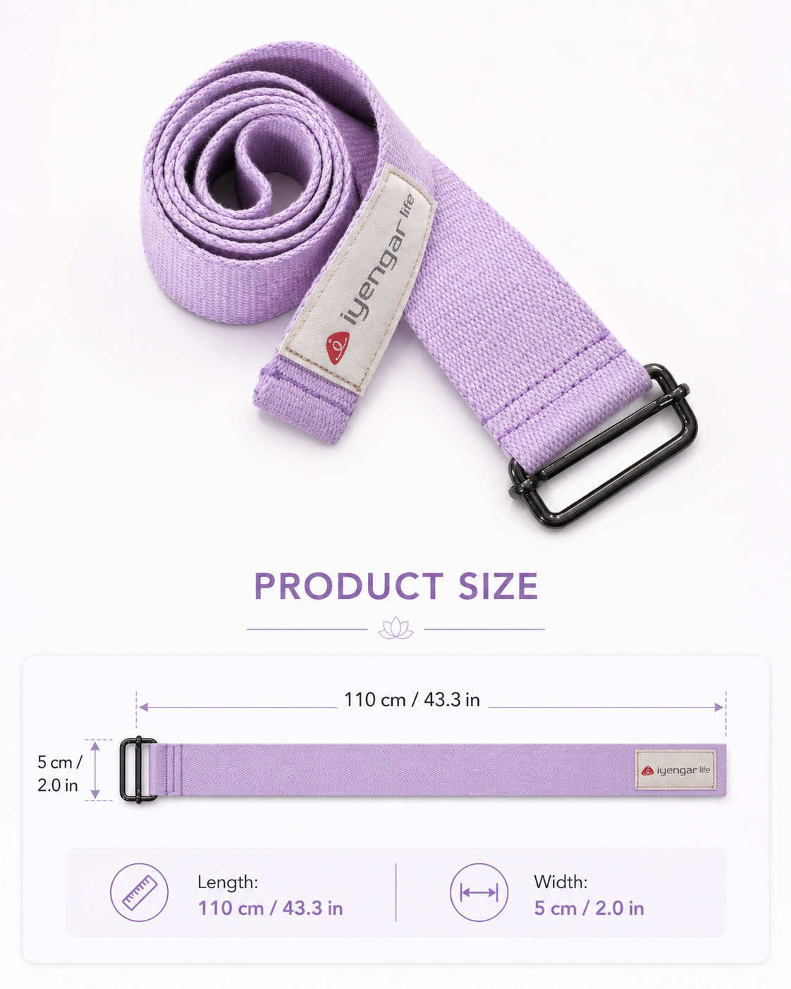 Iyengar Wide Cotton Yoga Strap - 5cm
