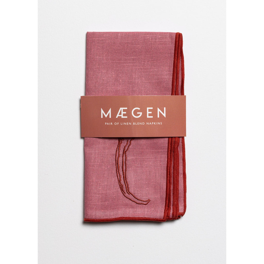 Linen Blend Napkins - Chilli, Set of 2