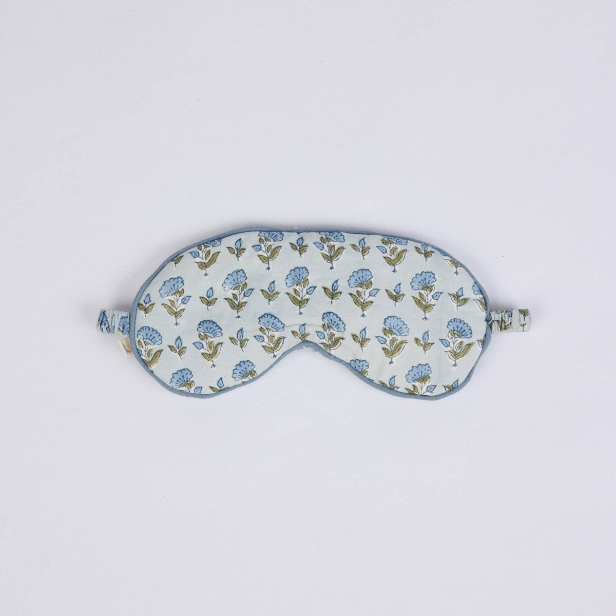 Block Printed Eye Mask & Scrunchie Set - Ditsy Floral Blue