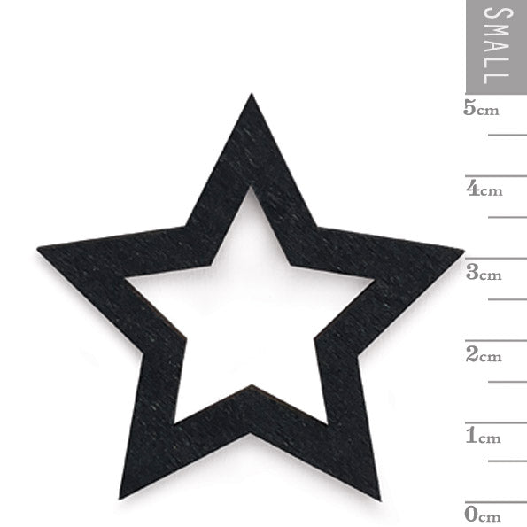 East of India Wooden Outline Star Decorations, Pack of 10 - Black