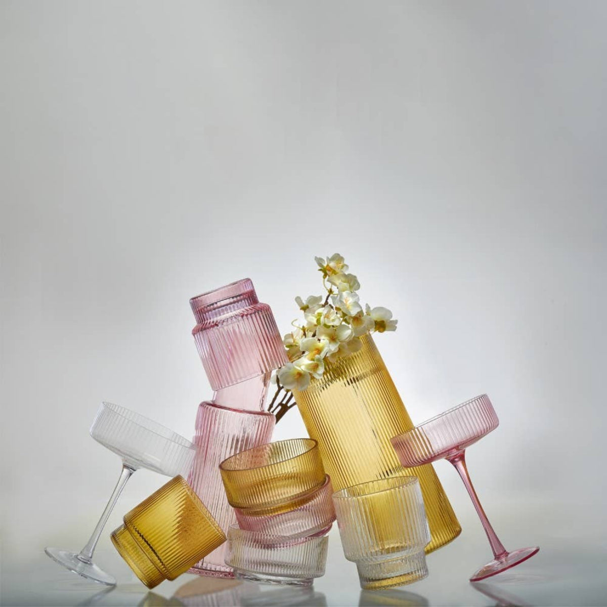 Ribbed Carafe & Glass Set - 0.6L