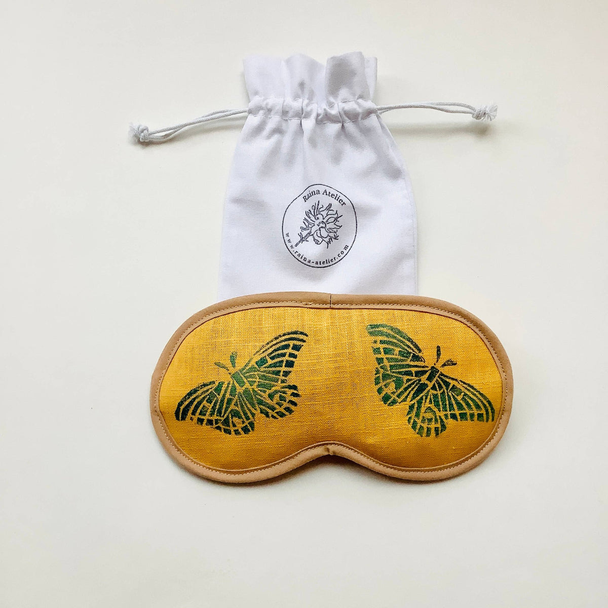 Yellow Linen Butterflies Lavender Eye Mask