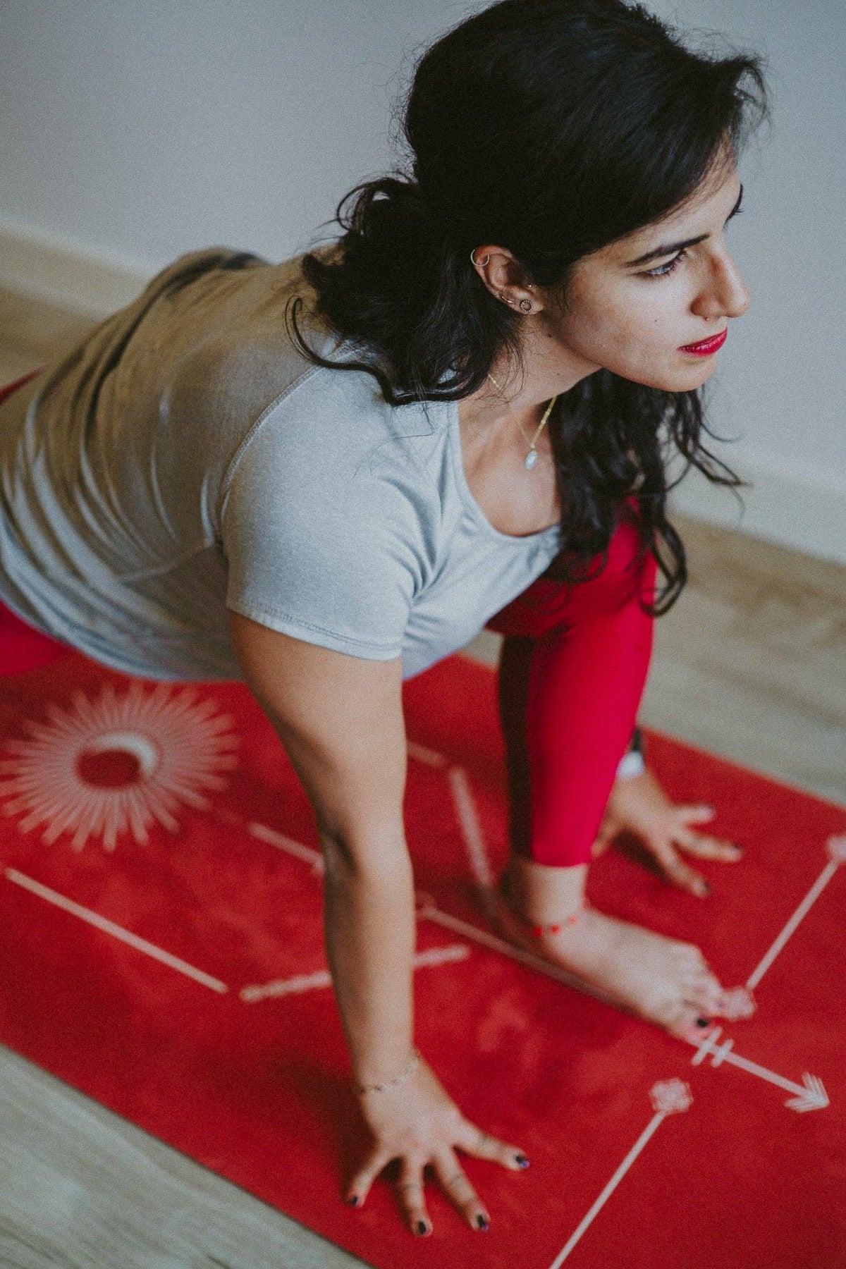 Velvety Red Sustainable Alignment Yoga Mat - Warrior Red