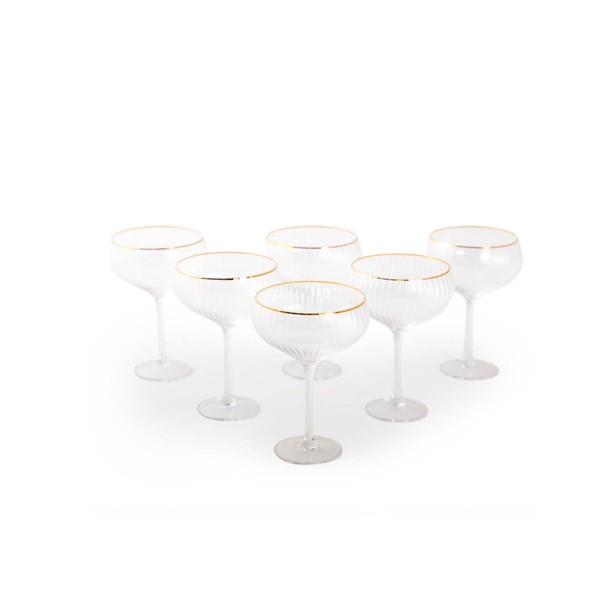Gold Rim Coupe Champagne Glasses - Set of 6