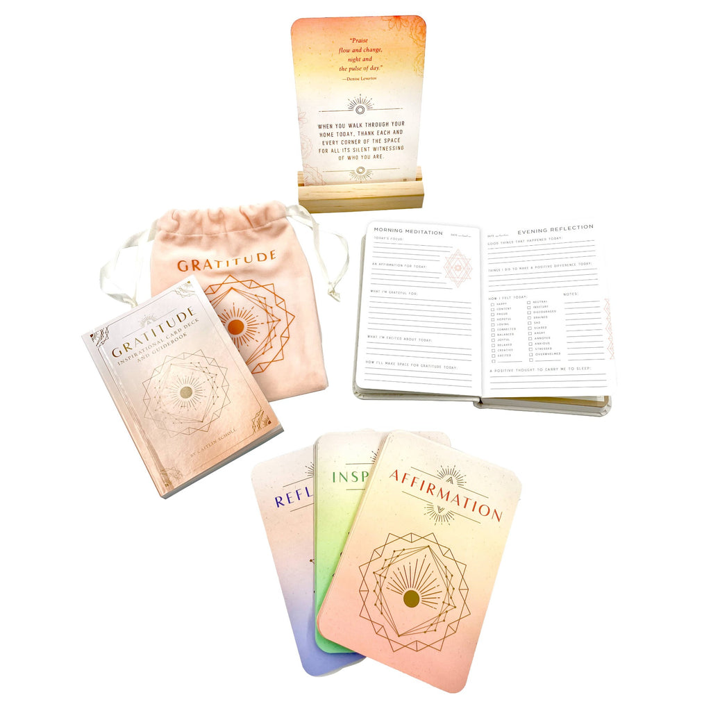 Gratitude Journal & Inspirational Card Deck Set