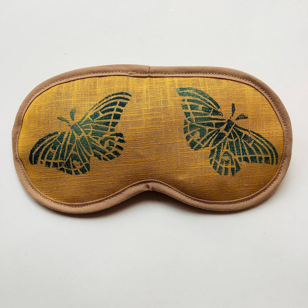 Yellow Linen Butterflies Lavender Eye Mask