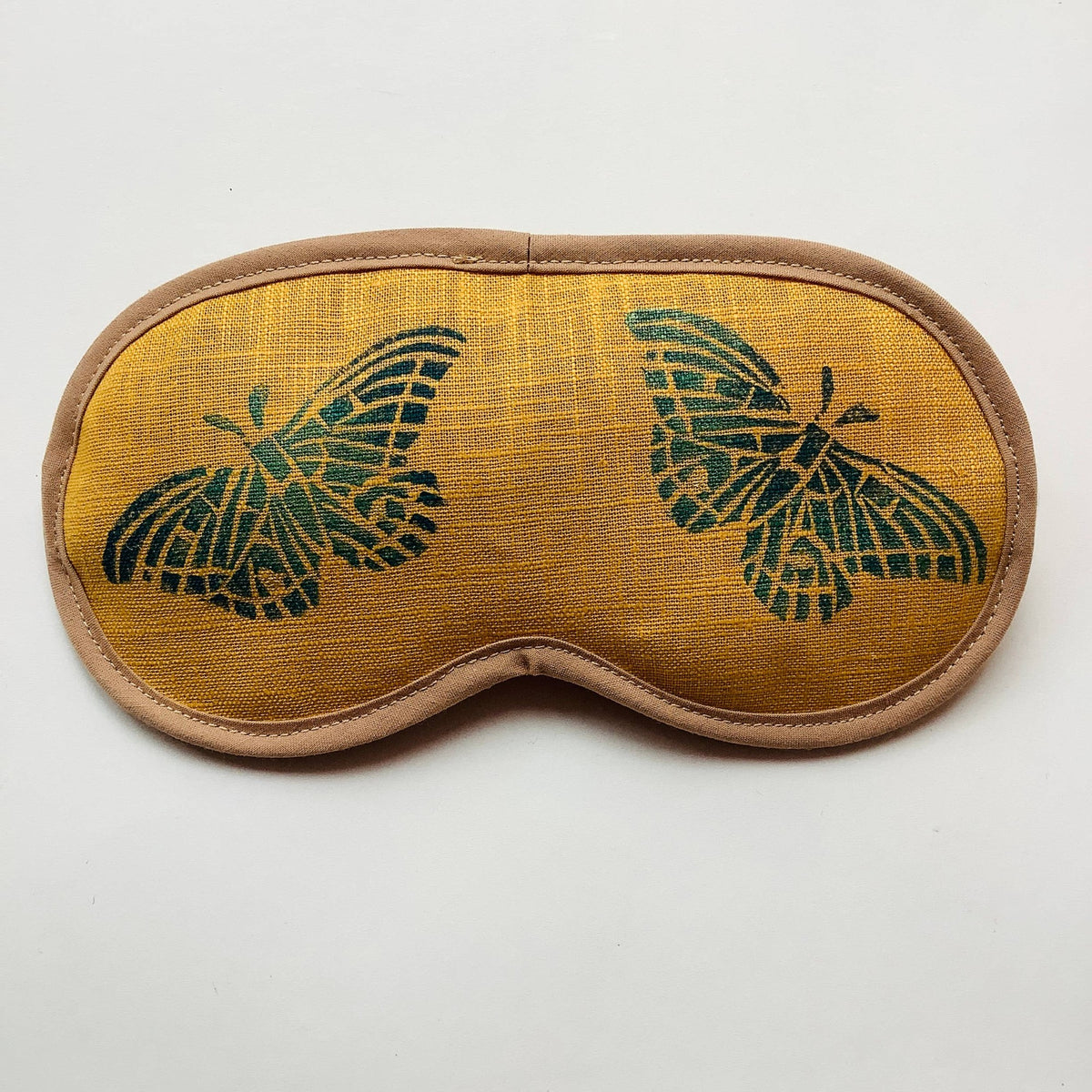 Yellow Linen Butterflies Lavender Eye Mask