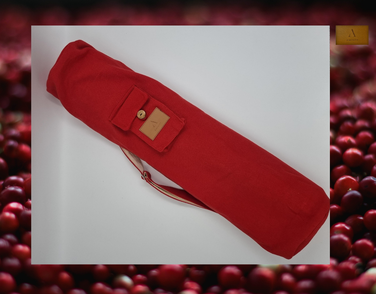 Cotton Linen Yoga Mat Bag - Red