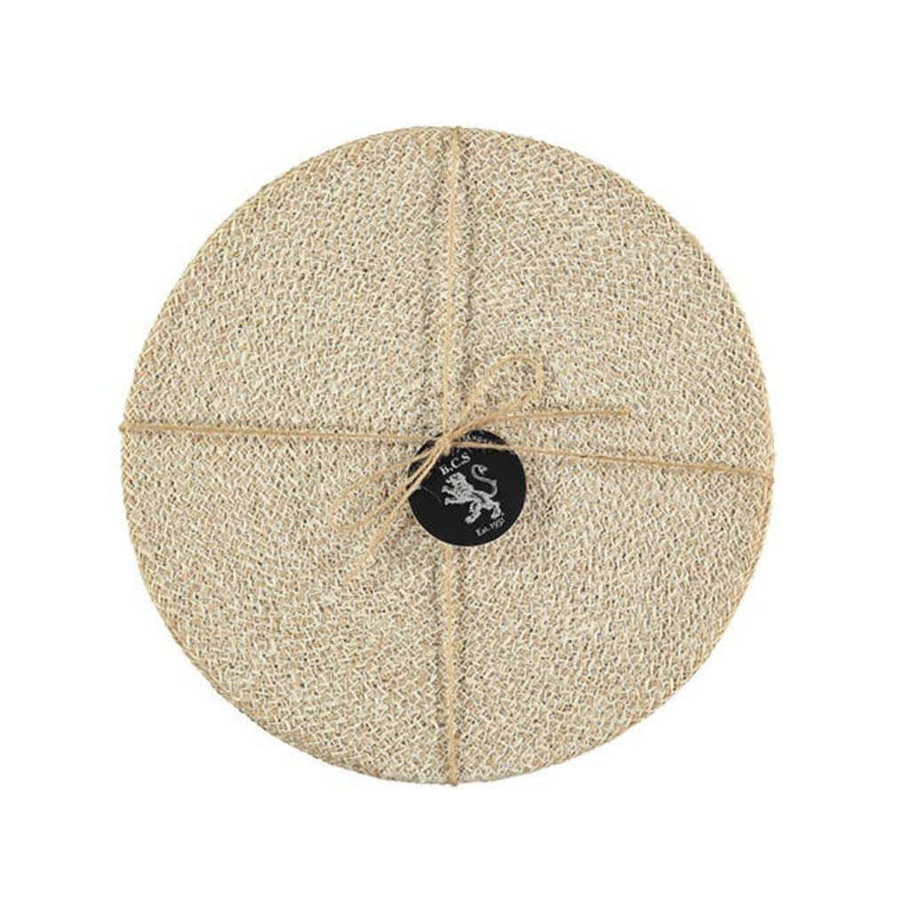 Jute Placemats - Pearl White & Natural, Set of 4
