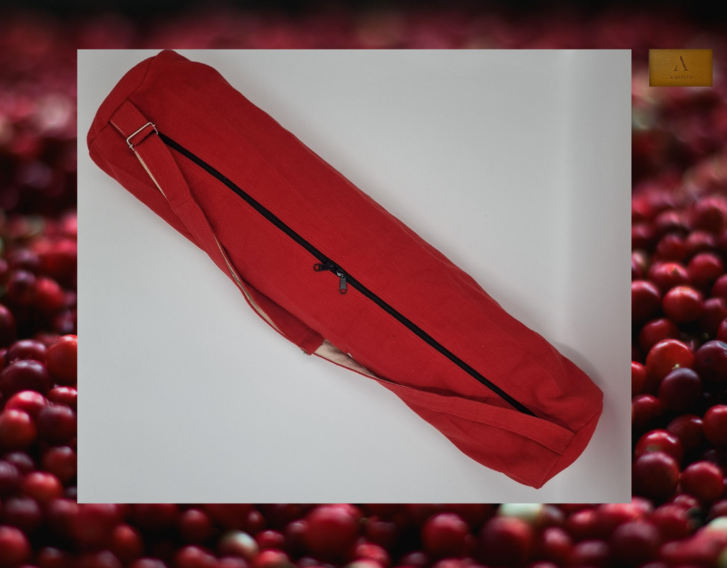 Cotton Linen Yoga Mat Bag - Red