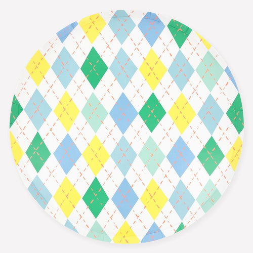 Argyle Dinner Party Plates x 8 | Meri Meri party plates Argyle Dinner Party Plates x 8