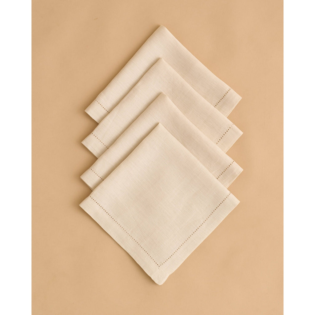 Hemstitch Border Napkins - Oat, Set of 4