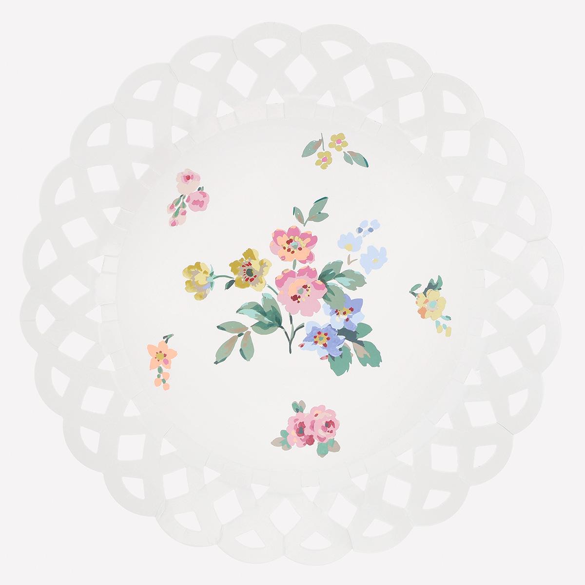 Basketweave Floral Dinner Plates x8 | Meri Meri | Little Big Party Plates Basketweave Floral Dinner Plates x8