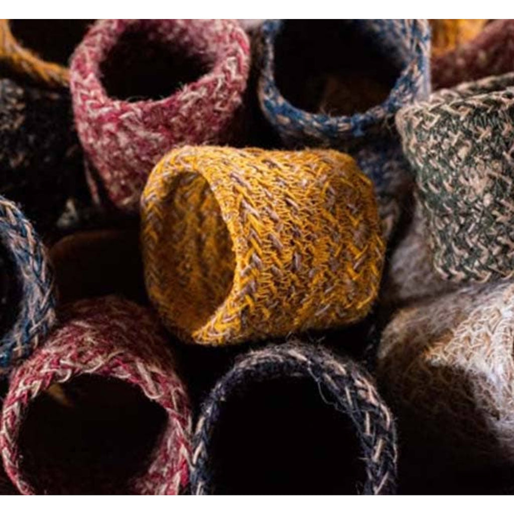 Jute Napkin Rings - Olive & Natural, Set of 4