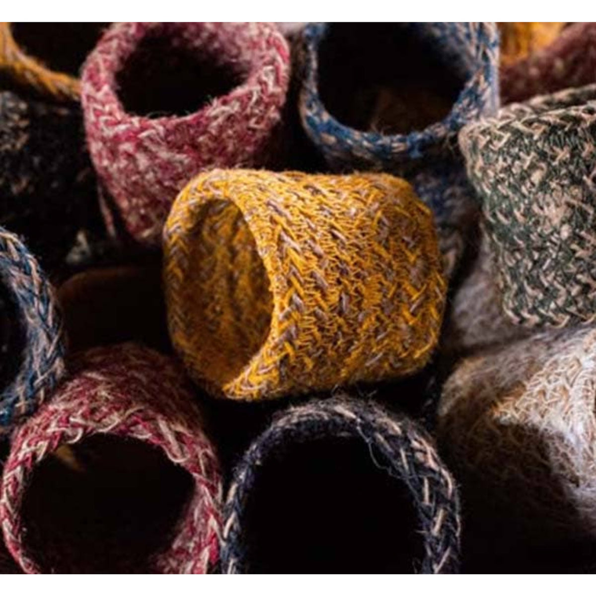Jute Napkin Rings - Olive & Natural, Set of 4