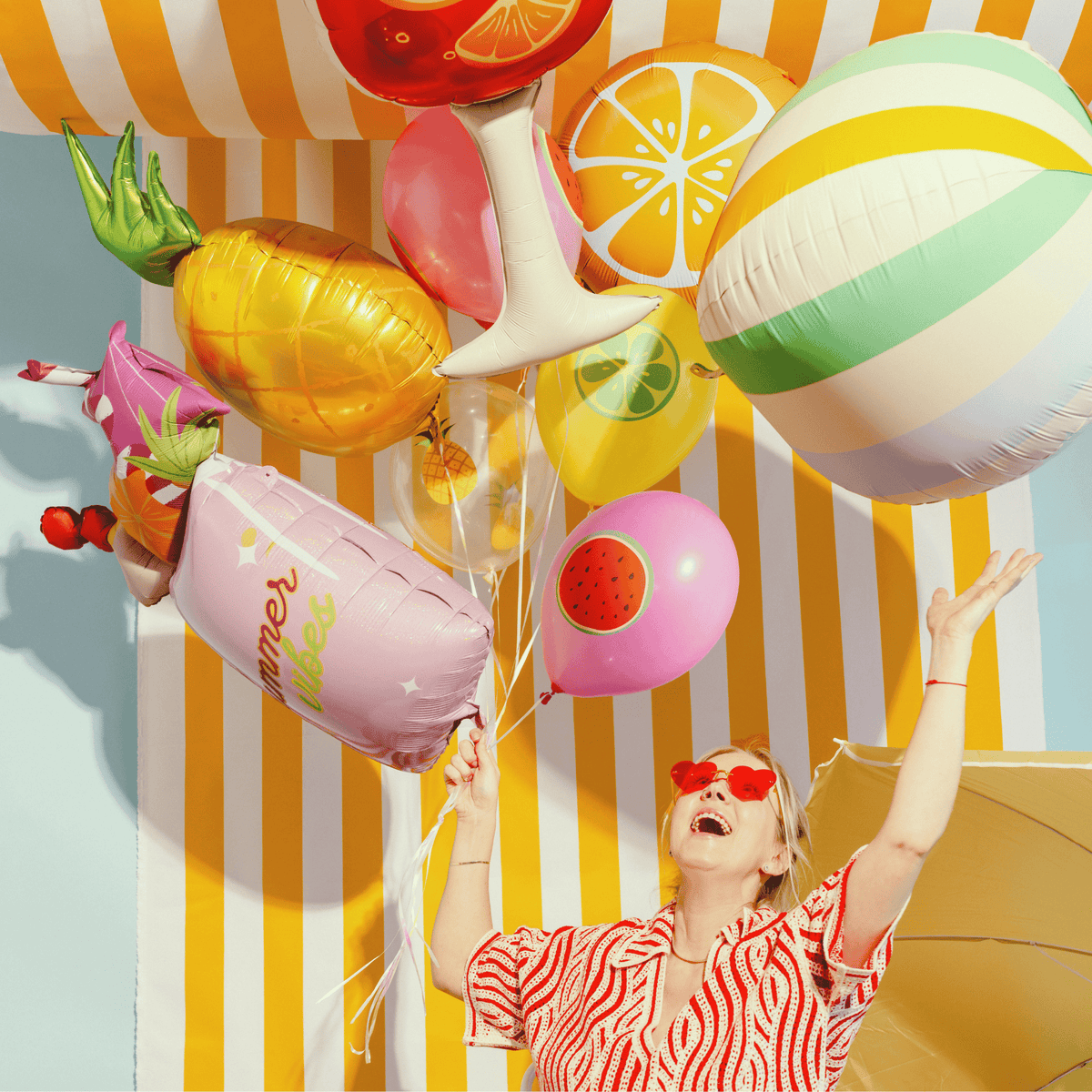Beach Party - Matte Pastel Stripe Ball Foil Balloon - 30 inch Foil Balloon Matte Pastel Stripe Ball Foil Balloon