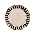 Beige & Black Scalloped Spider Paper Plates x 6 Disposable Plates Beige & Black Scalloped Spider Paper Plates x 6