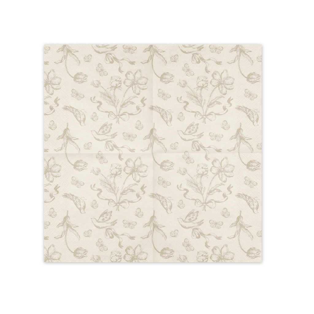 Beige Floral Paper Napkins x 12 Paper Napkins Beige Floral Paper Napkins x 12