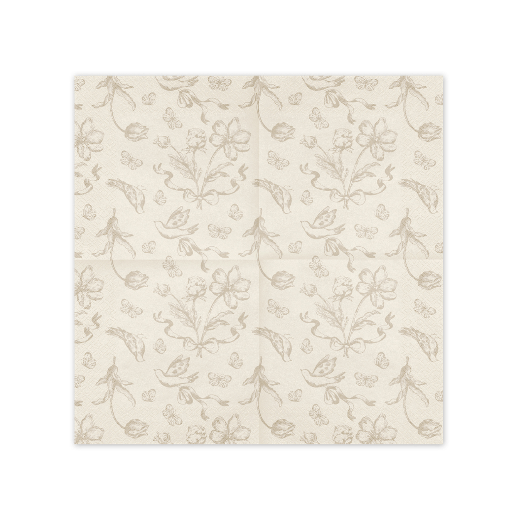 Beige Floral Paper Napkins x 12 Paper Napkins Beige Floral Paper Napkins x 12