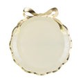 Beige & Gold Bow Christmas Party Plates x 6 - Christmas Plates Disposable Plates Beige & Gold Bow Christmas Party Plates x 6