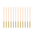 Beige Gold Tip Cake Candles x 12 - Birthday Cake Candles Birthday Candles Beige Gold Tip Cake Candles x 12