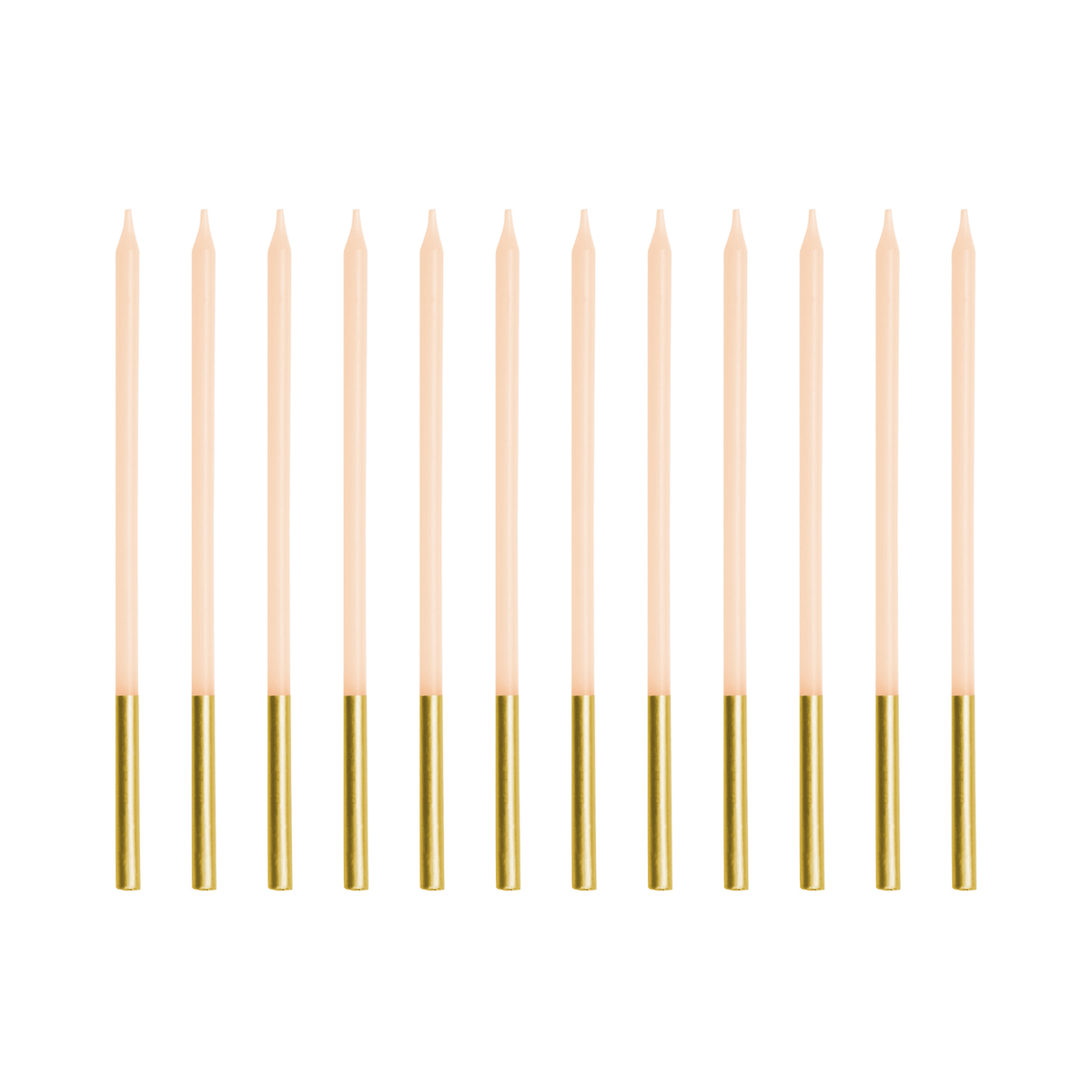 Beige Gold Tip Cake Candles x 12 - Birthday Cake Candles Birthday Candles Beige Gold Tip Cake Candles x 12