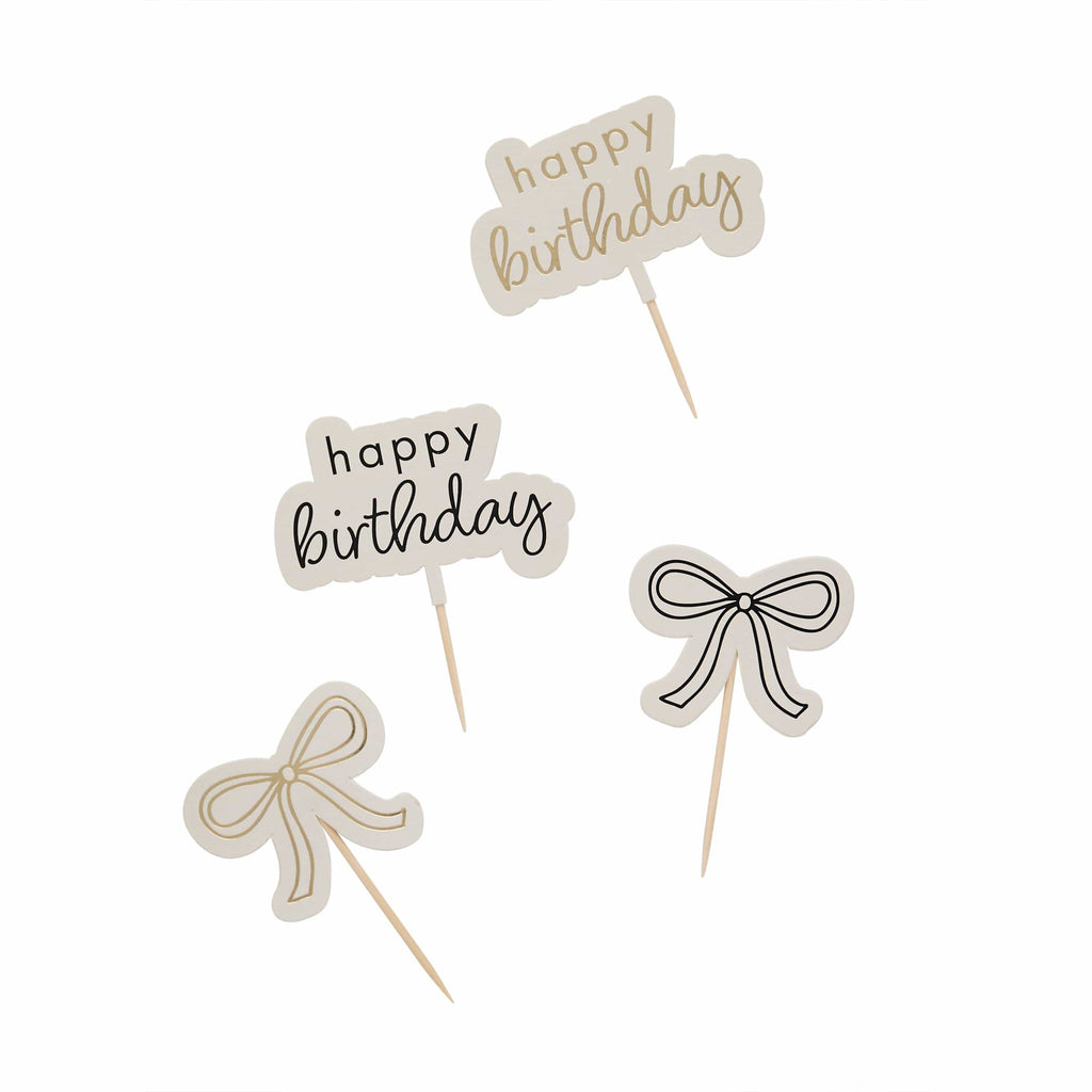 Birthday Bow Food Picks - Pack of 12 Cupcake Toppers Birthday Bow Food Picks - Pack of 12