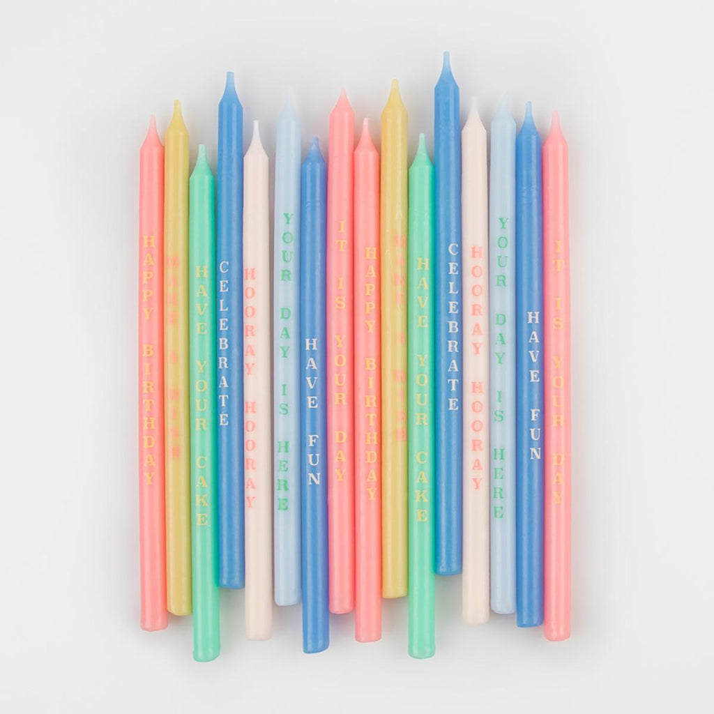 Birthday Phrases Cake Candles x 16 | Meri Meri Birthday Party Birthday Candles Birthday Phrases Cake Candles x 16