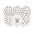 Black Bow Happy 18 Latex Balloons x 6 - 18th Birthday Party Balloons Black Bow Happy 18 Latex Balloons x 6