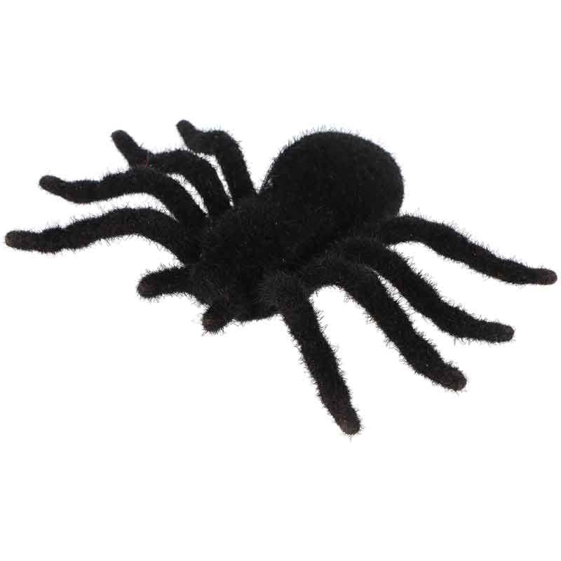 Black Furry Spider - 17cm x 10cm  - Halloween Decorations prop Black Furry Spider - 17cm x 10cm