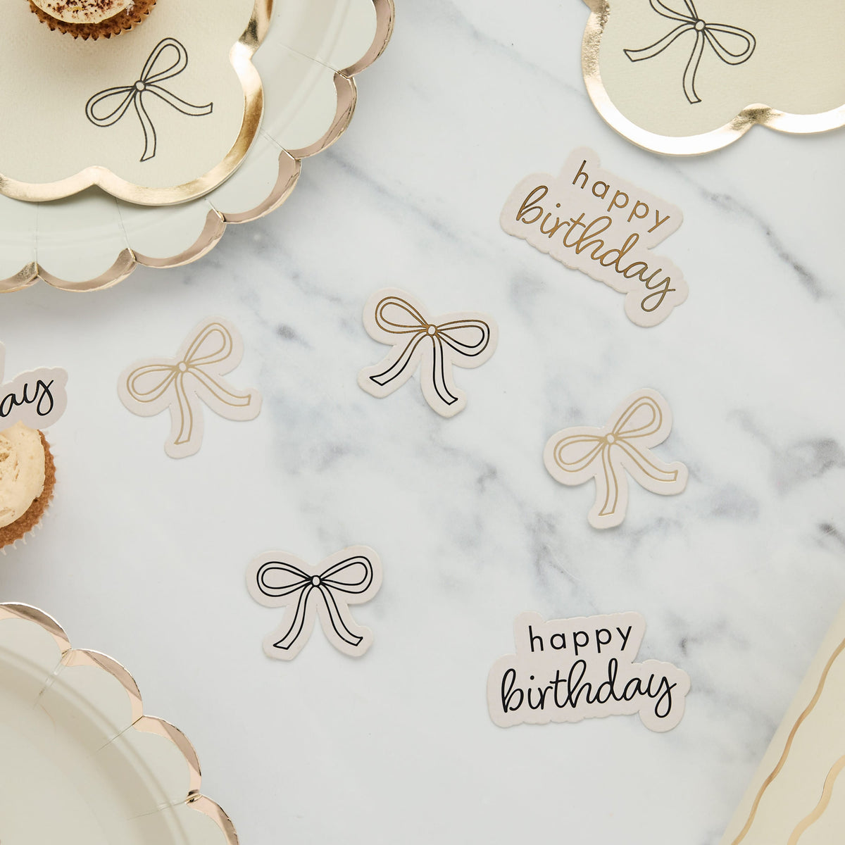 Black & Gold Birthday Bows Table Scatter Confetti Black & Gold Birthday Bows Table Scatter