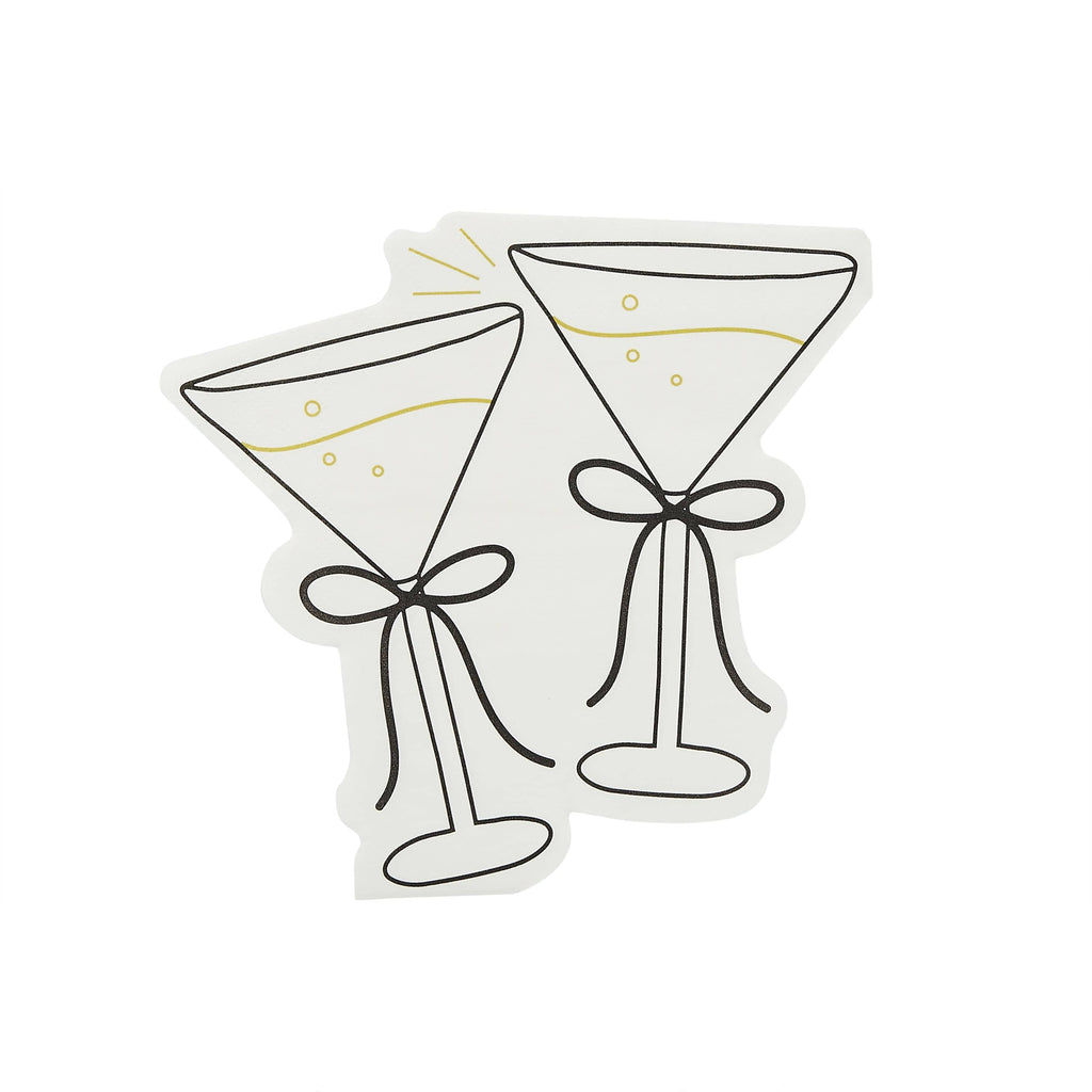Black & Gold Cocktail Shaped Party Napkins x 16 Paper Napkins Black & Gold Cocktail Shaped Party Napkins x 16