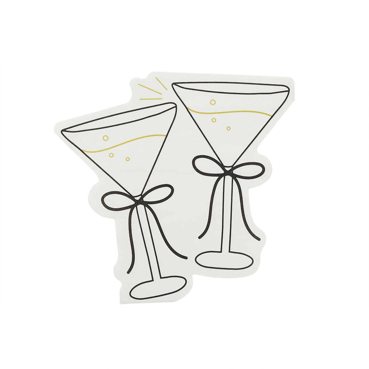 Black & Gold Cocktail Shaped Party Napkins x 16 Paper Napkins Black & Gold Cocktail Shaped Party Napkins x 16