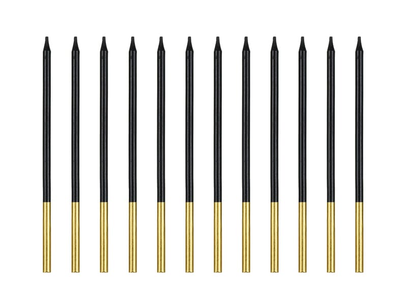 Black Gold Tip Cake Candles x 10 - Birthday Cake Candles Birthday Candles Black Gold Tip Cake Candles x 12