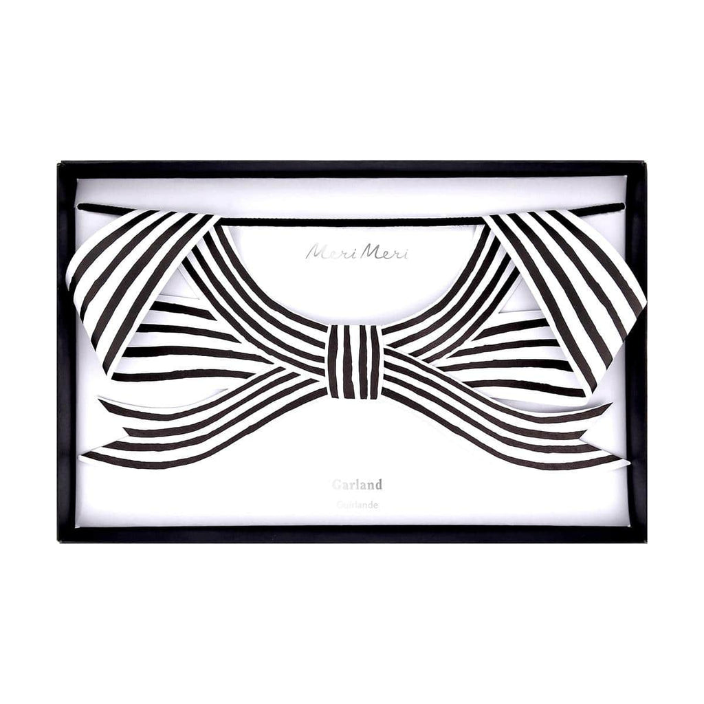 Black & White Stripy Bow Party Garland | Meri Meri Halloween Decorations Bunting Black & White Stripy Bow Party Garland