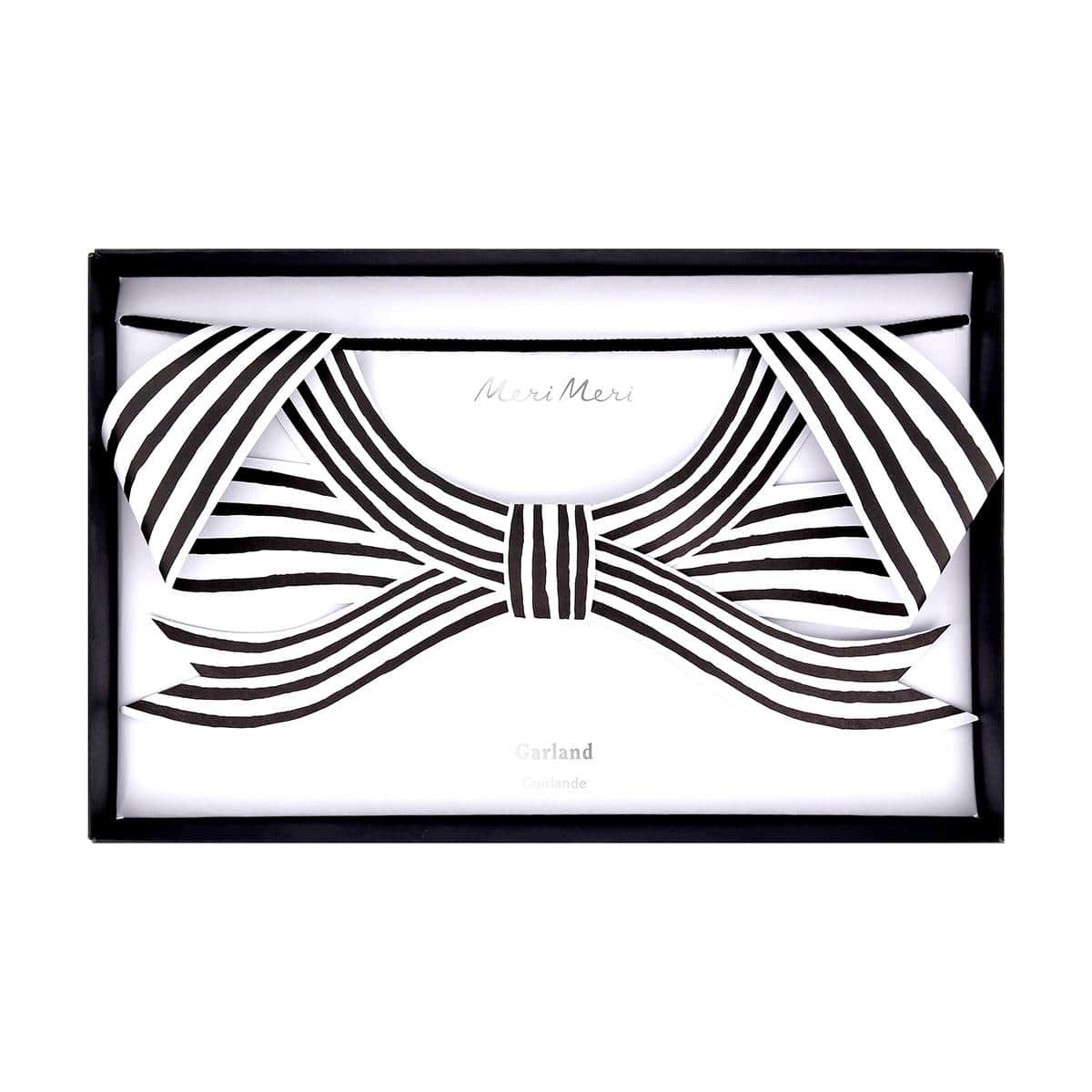 Black & White Stripy Bow Party Garland | Meri Meri Halloween Decorations Bunting Black & White Stripy Bow Party Garland