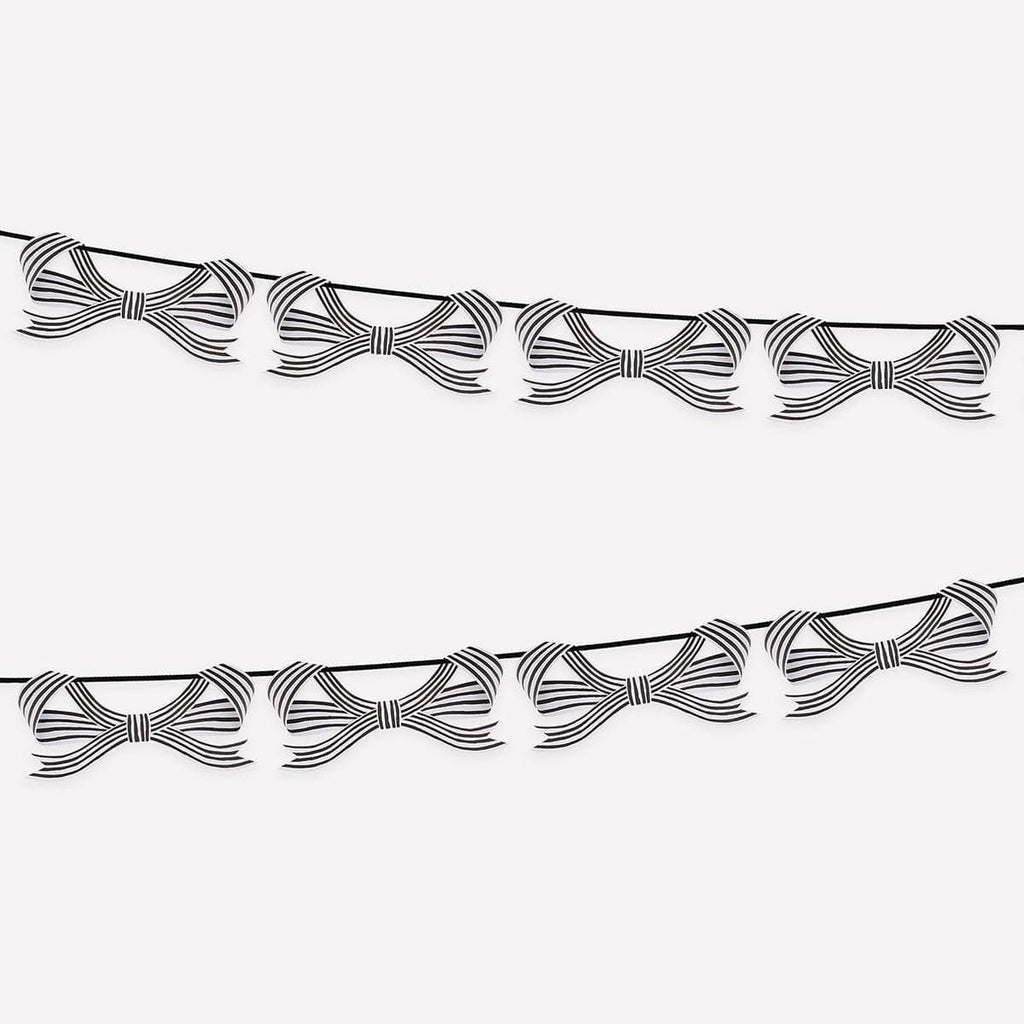 Black & White Stripy Bow Party Garland | Meri Meri Halloween Decorations Bunting Black & White Stripy Bow Party Garland