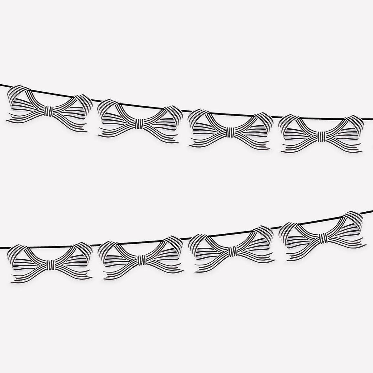 Black & White Stripy Bow Party Garland | Meri Meri Halloween Decorations Bunting Black & White Stripy Bow Party Garland
