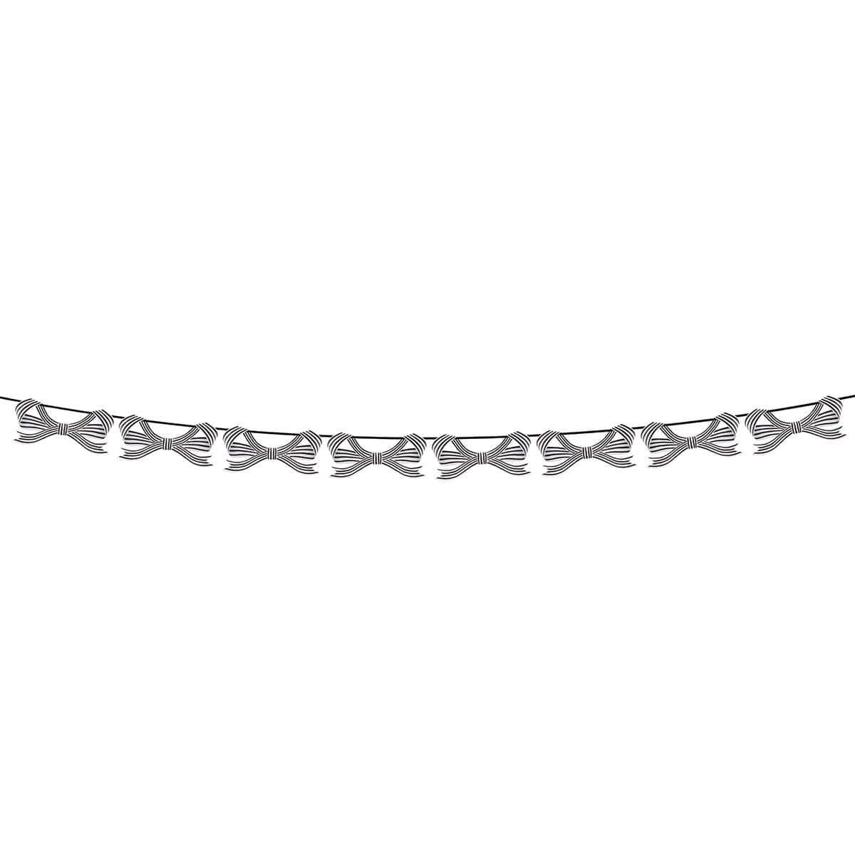 Black & White Stripy Bow Party Garland | Meri Meri Halloween Decorations Bunting Black & White Stripy Bow Party Garland